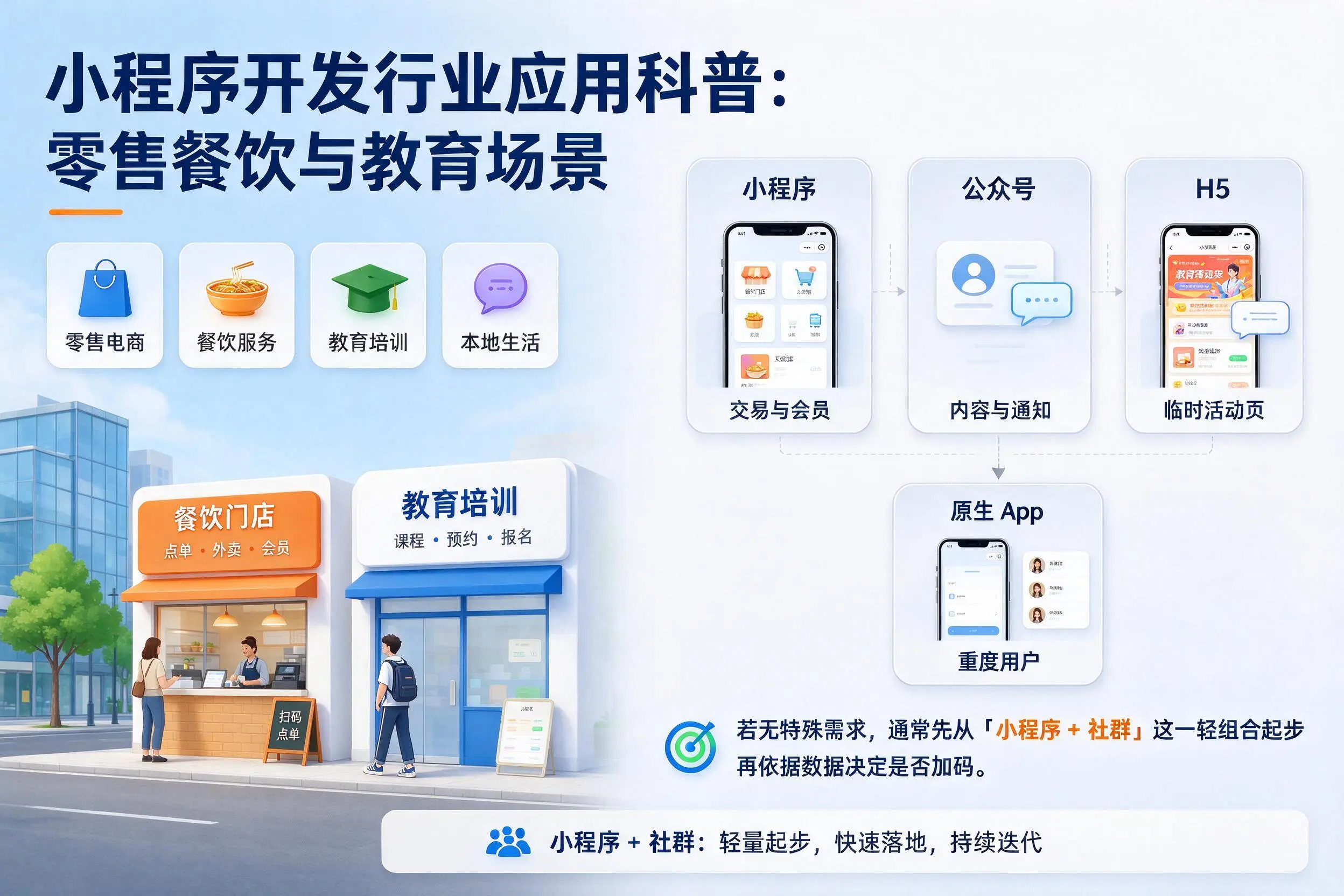 山南小程序开发行业应用科普:零售餐饮与教育场景