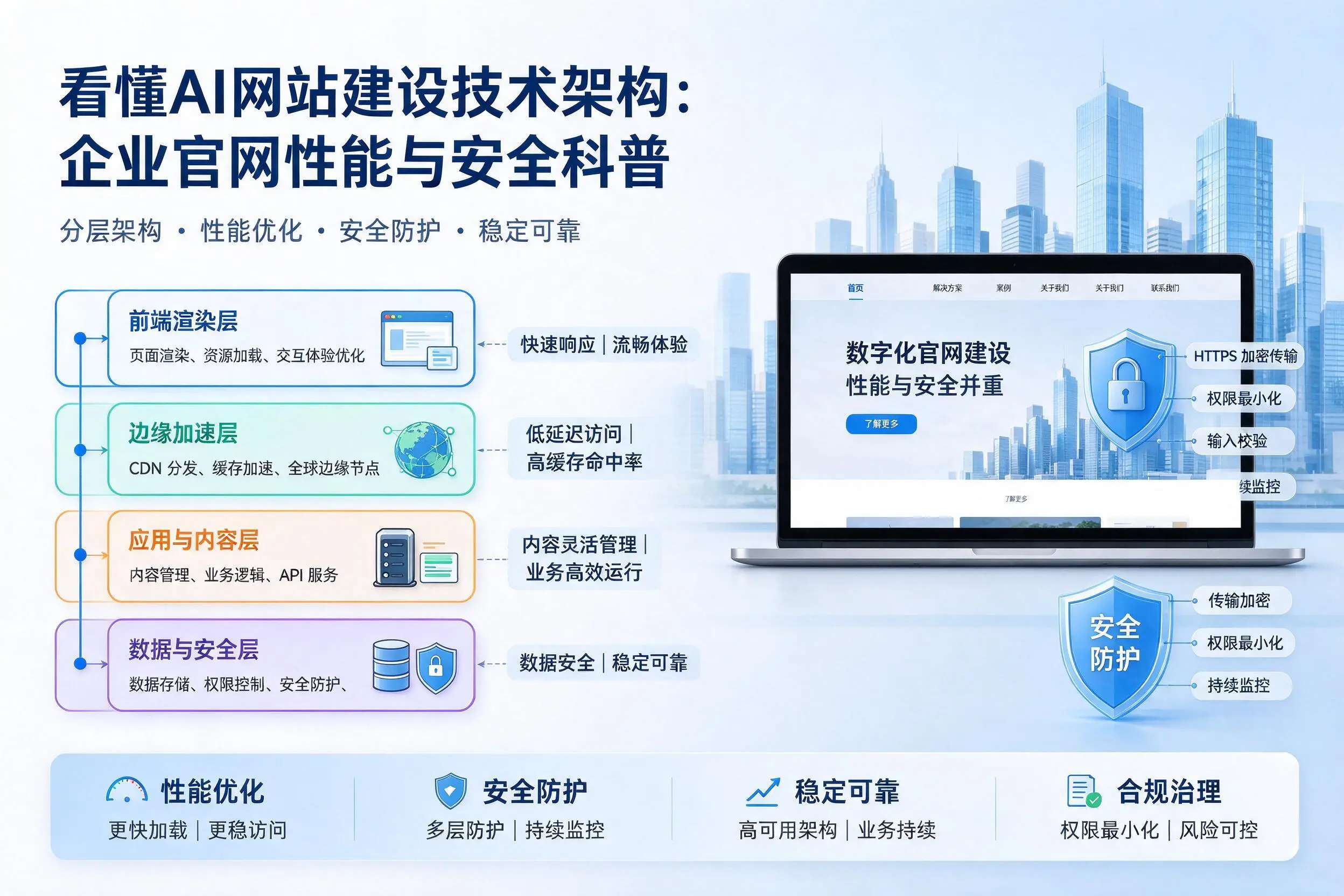 看懂AI网站建设技术架构：山南企业官网性能与安全科普