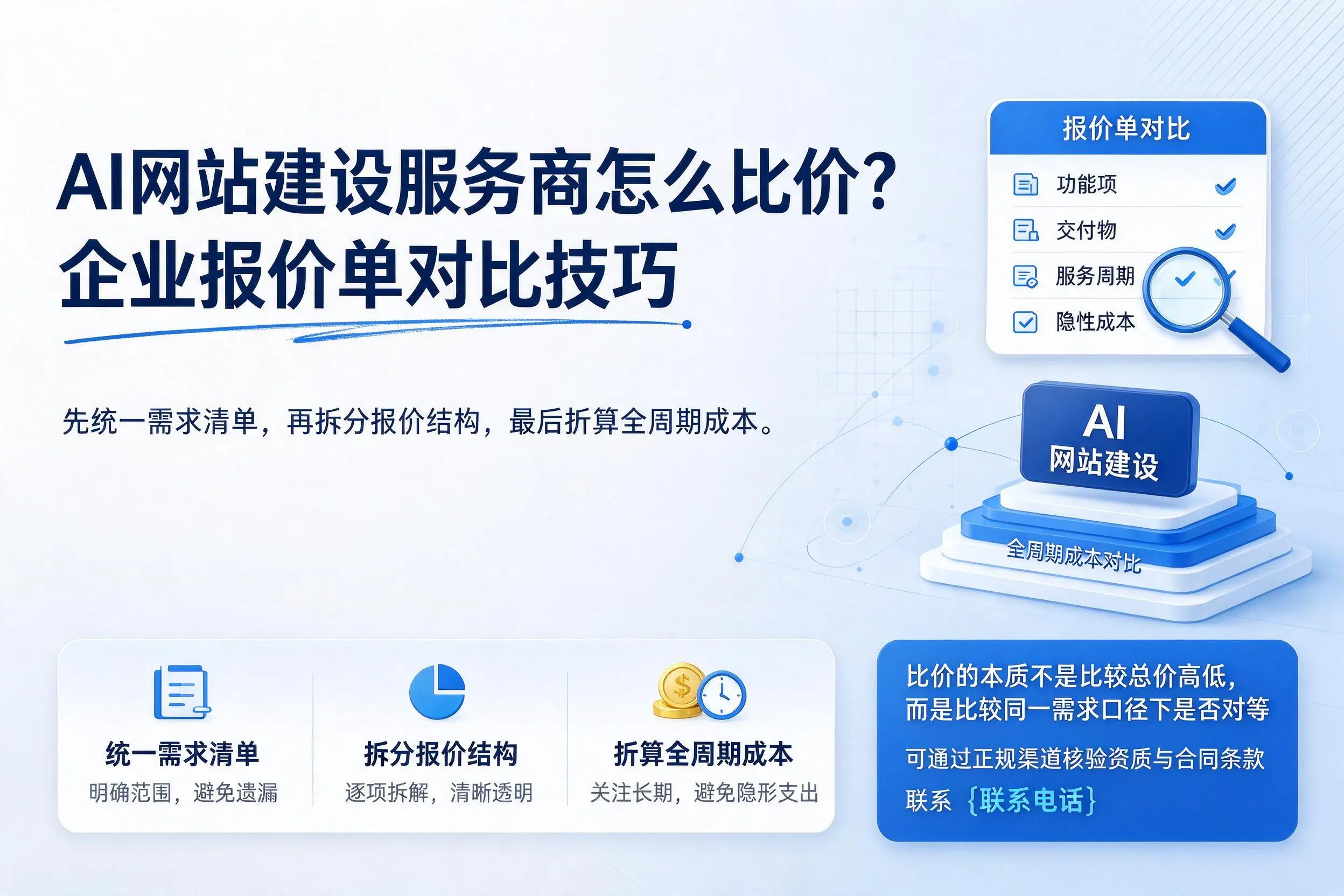 AI网站建设服务商怎么比价？山南企业报价单对比技巧
